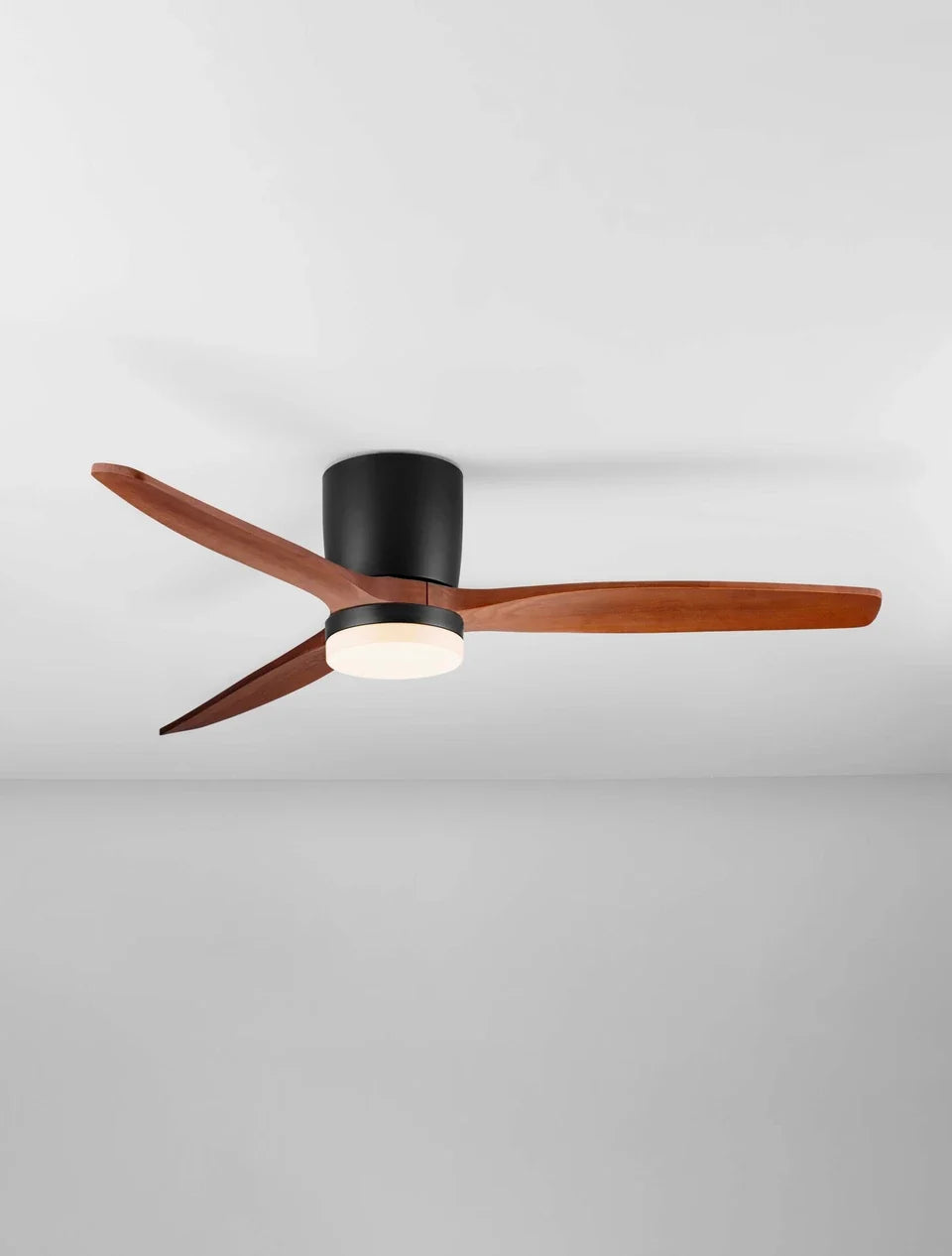 LOA 132cm Sandy Black Metal & Dark Wood LED Ceiling Fan - ID 14941
