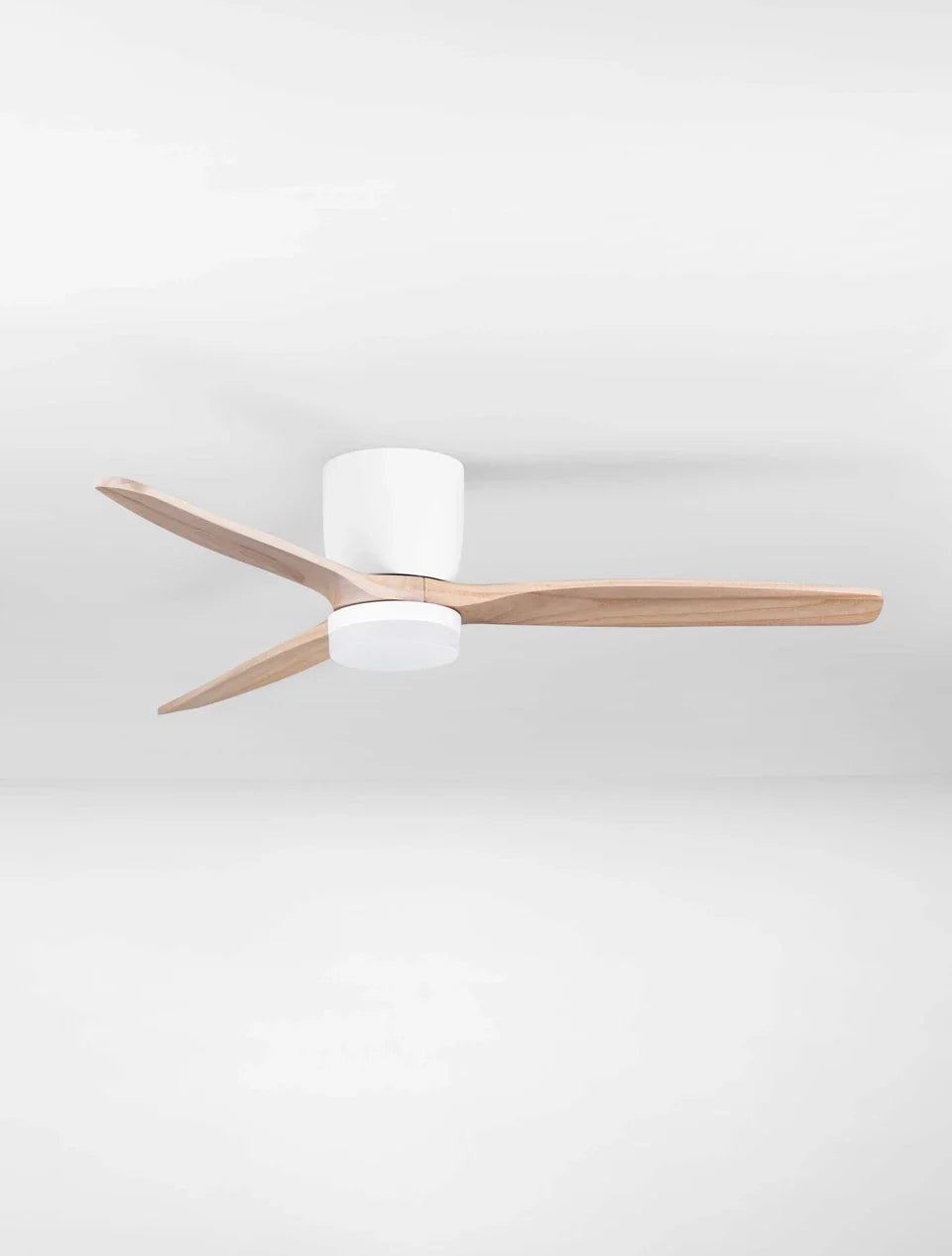 LOA 132cm Sandy White Metal & Natural Wood LED Ceiling Fan - ID 14939