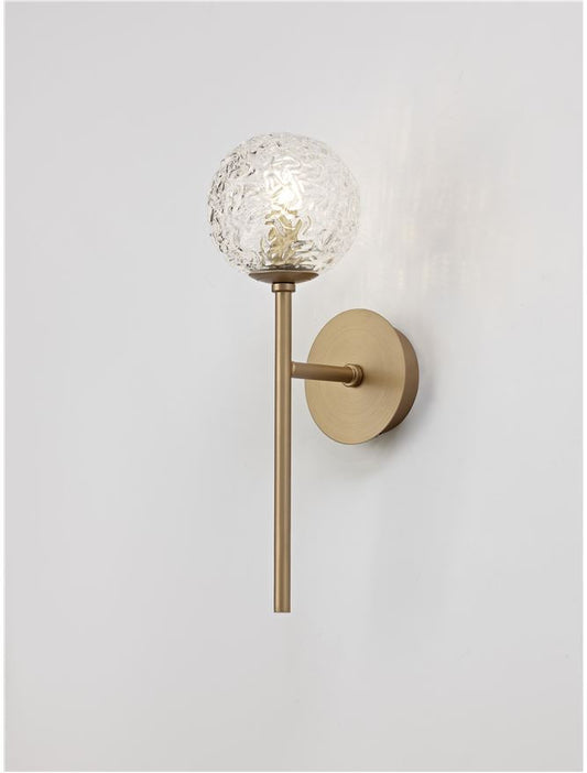MIRA Clear Structured Glass & Brass Gold Steel Wall Light - ID 10544