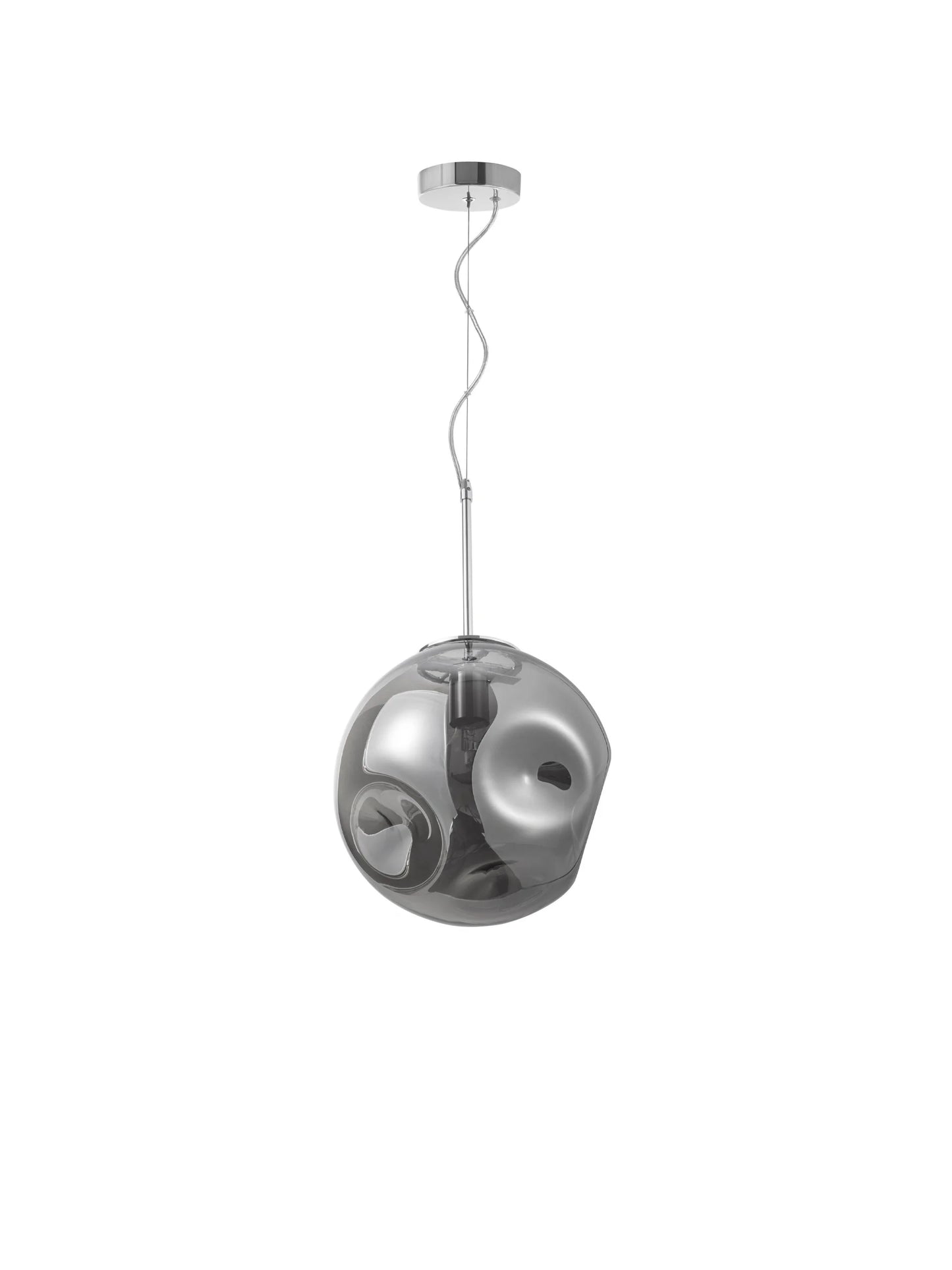 AYA Smoked Metallic Grey Dimpled Glass Single Pendant - ID 14826