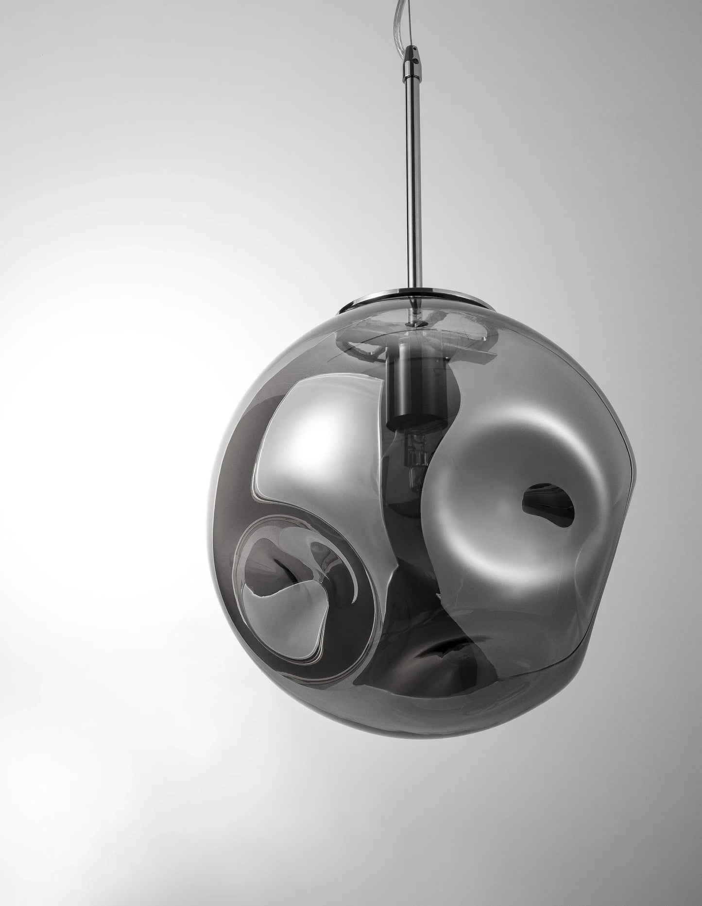 AYA Smoked Metallic Grey Dimpled Glass Single Pendant - ID 14826