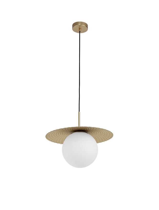 OBB Clear Opal Glass & Gold Finish Pendant - ID 10012 - EX-DISPLAY