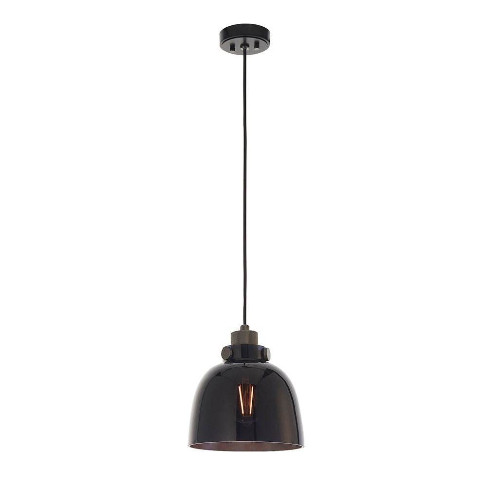 Black Chrome & Black Tinted Glass Single Pendant - ID 11001