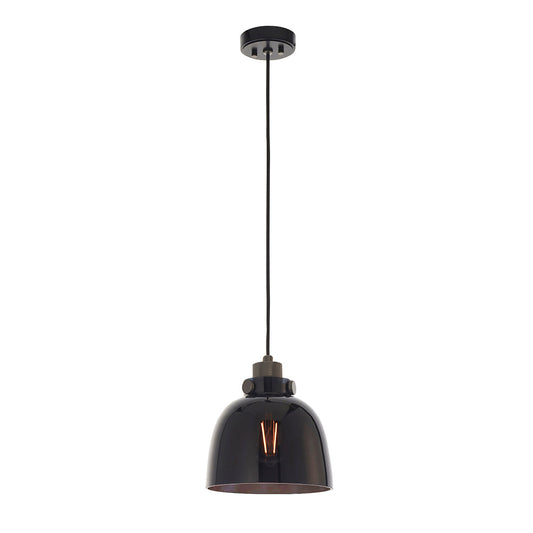 Black Chrome & Black Tinted Glass Single Pendant - ID 11001