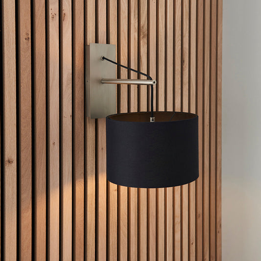Leaning Matt Brass Wall Light with Black Shade - ID 11030