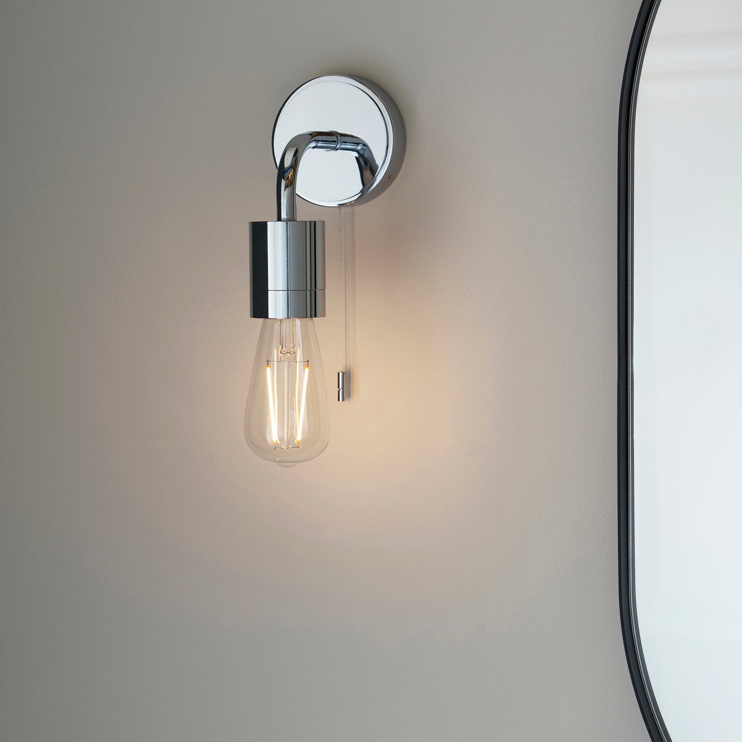 Polished Chrome Sleek One Lamp Bathroom Wall Light - ID 11650