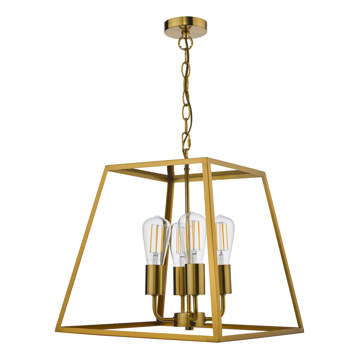 Edgware 4 Light Box Lantern in Natural Brass - ID 13469