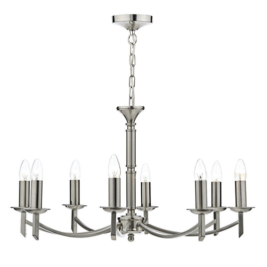 Ambassador Satin Chrome 8 Arm Dual Mount Pendant Light - London Lighting - 1
