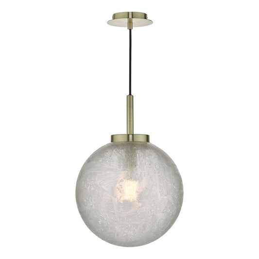 AVA Satin Brass & Ornate Frosted Grass Single Pendant - ID 10987