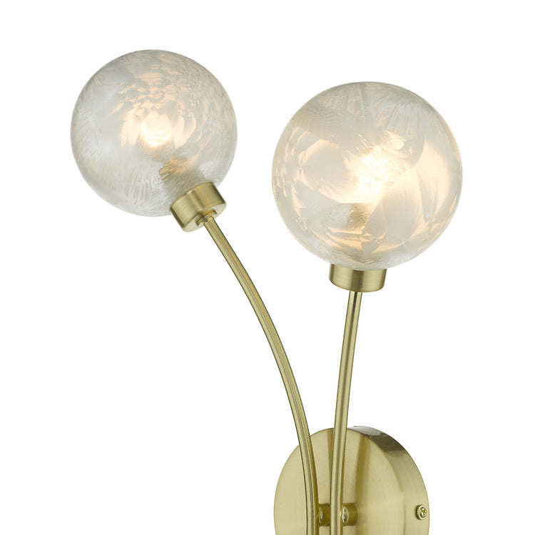 AVA Satin Brass & Ornate Frosted Grass Wall Light - ID 11062