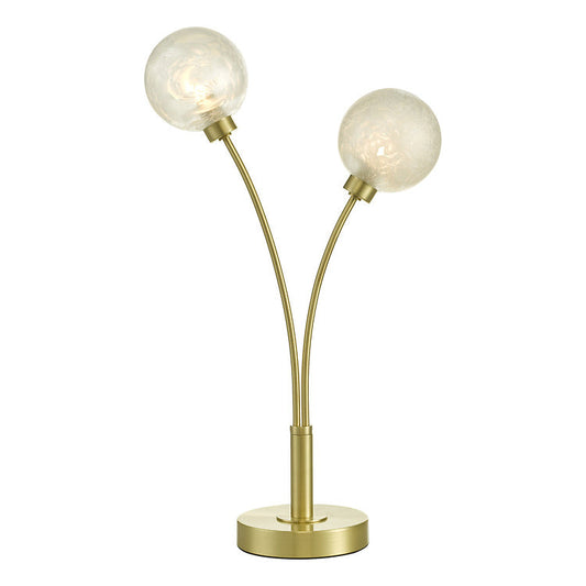 AVA Satin Brass & Ornate Frosted Glass Table Lamp - ID 11200