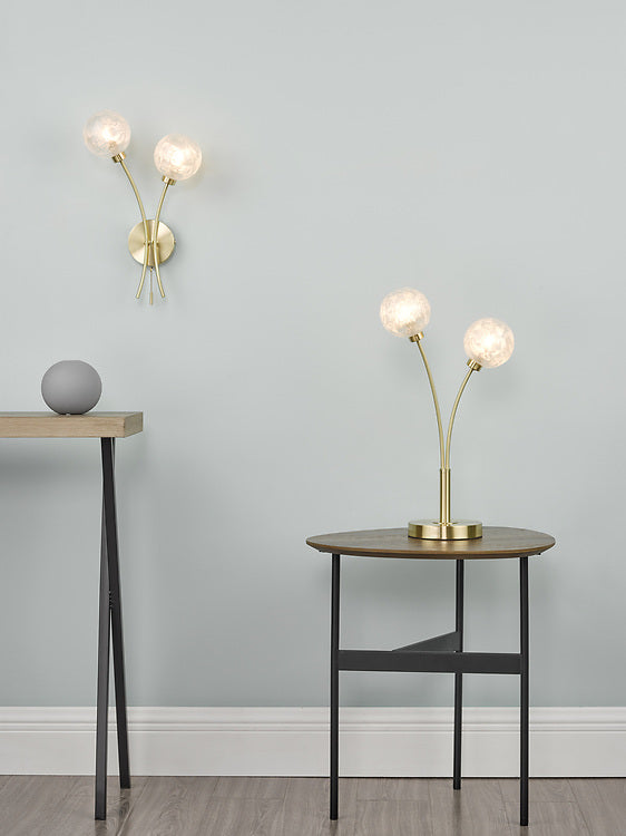 AVA Satin Brass & Ornate Frosted Grass Wall Light - ID 11062