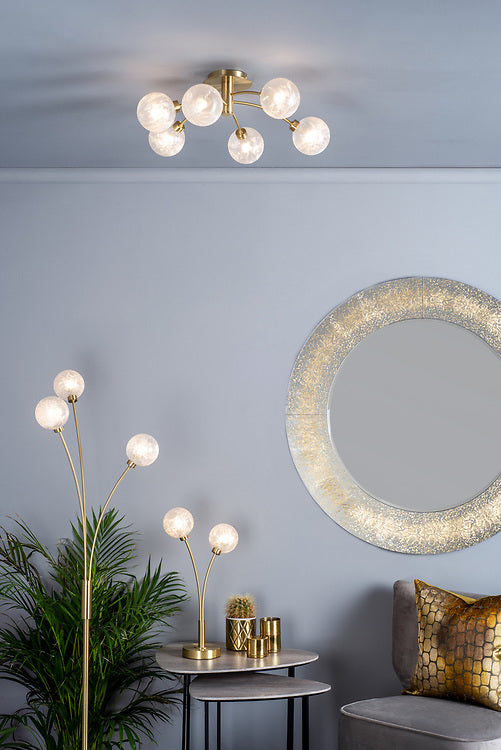 AVA Satin Brass & Ornate Frosted Grass Wall Light - ID 11062