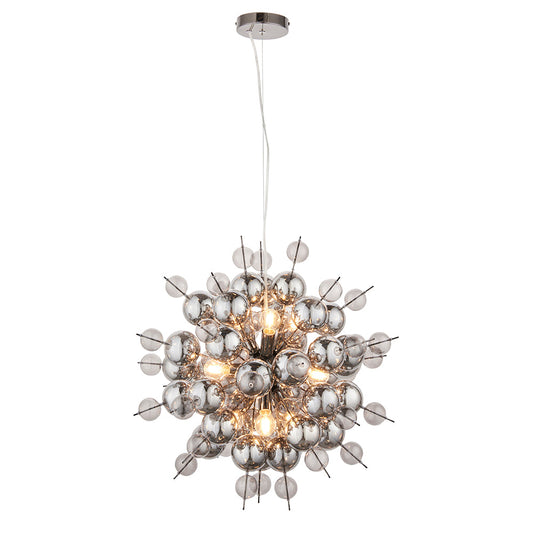 Smoked Mirror & Tinted Glass Chandelier With Black Chrome Metalwork - ID 11121