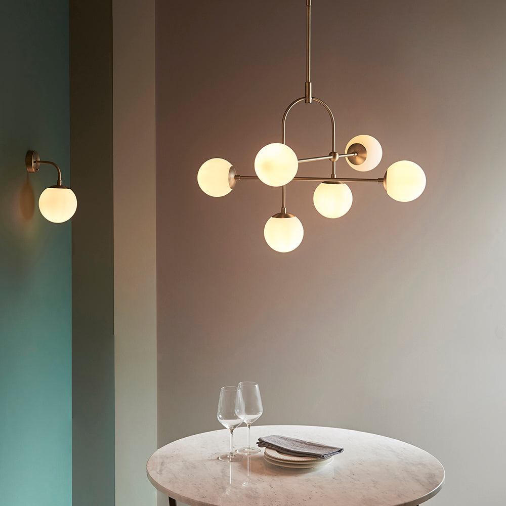 Opal Glass & Matt Antique Brass Switched Wall Light - ID 11050