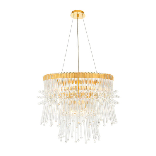 Multi Layered Pendant With Glass Rods & Gold Finish Metalwork - ID 11132