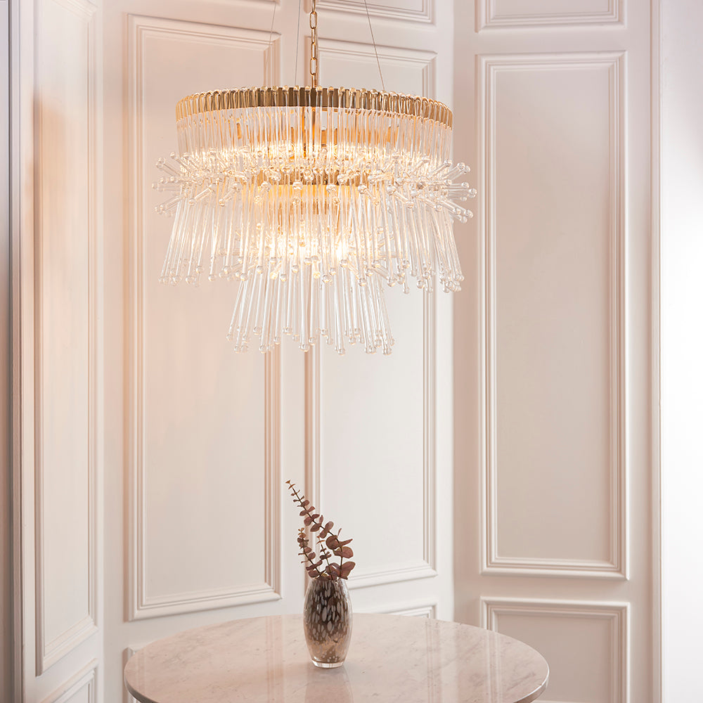 Multi Layered Pendant With Glass Rods & Gold Finish Metalwork - ID 11132