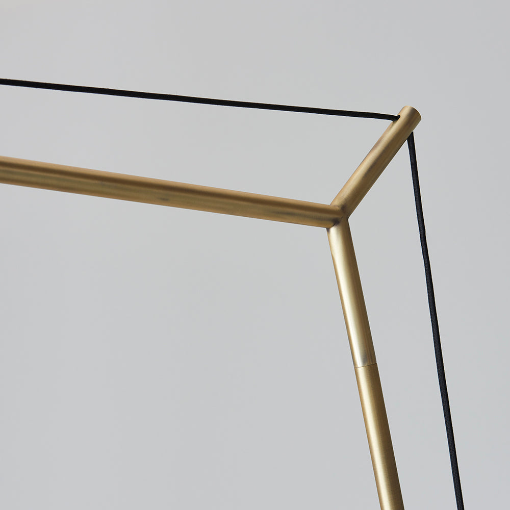Leaning Matt Brass Floor Lamp with Black Shade - Angle 