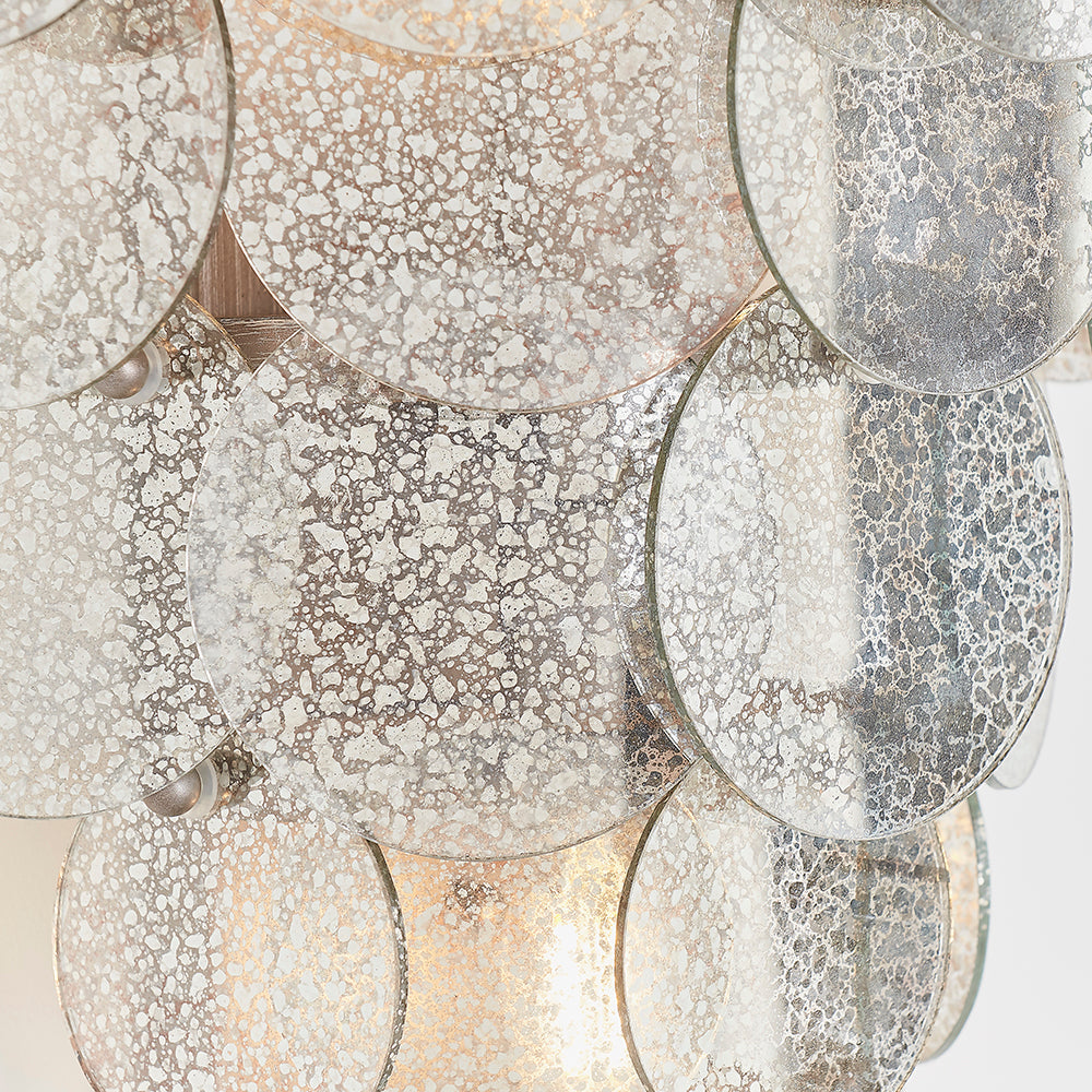 Tiered Wall Light with Mercury Effect Glass & Antique Silver Finish Metalwork - ID 11125