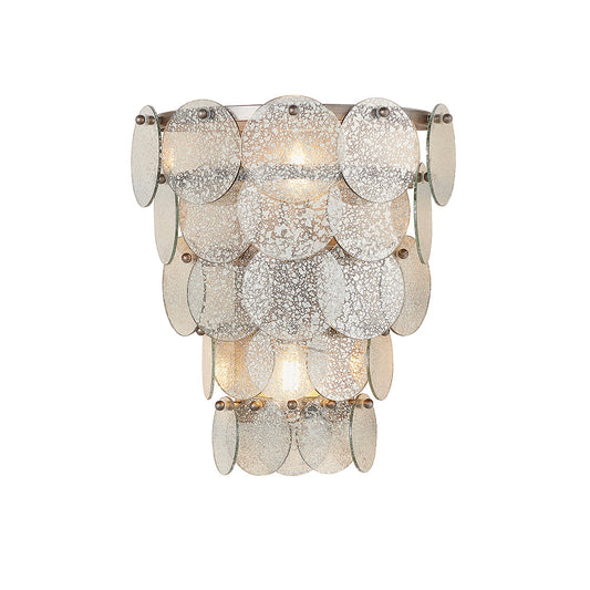 Tiered Wall Light with Mercury Effect Glass & Antique Silver Finish Metalwork - ID 11125