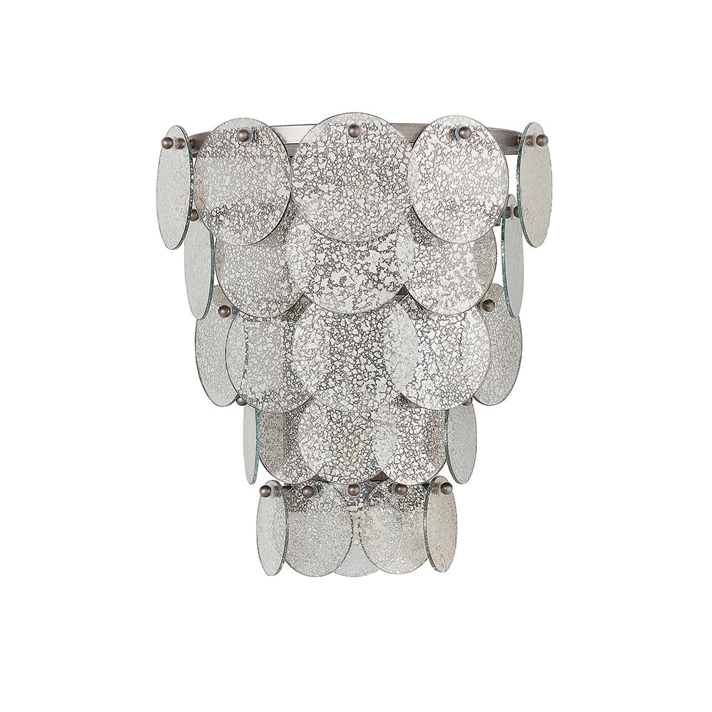 Tiered Wall Light with Mercury Effect Glass & Antique Silver Finish Metalwork - ID 11125