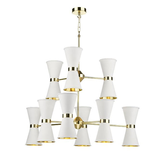 Hyde Brass and White Up and Downlight 18 Light Pendant - ID 10038