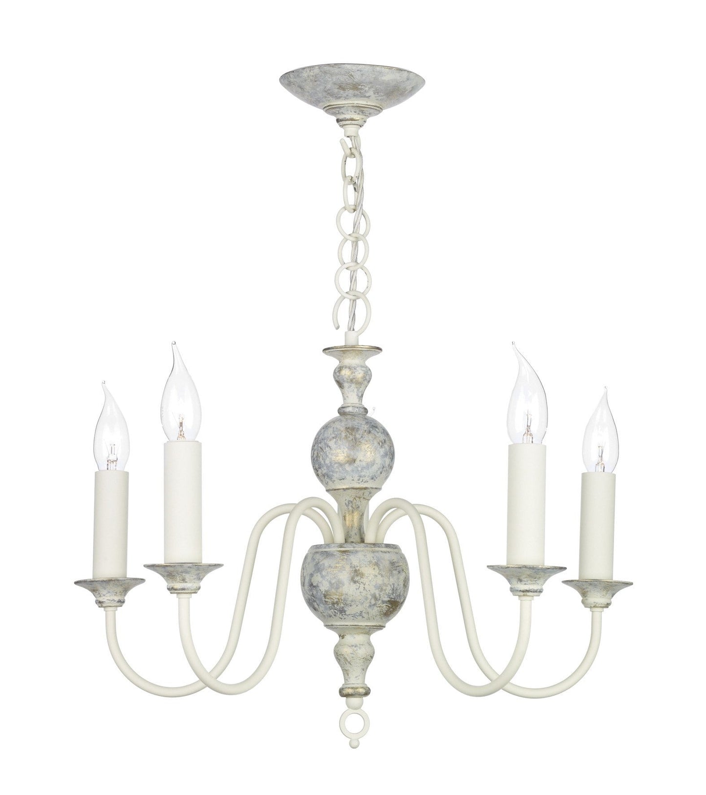 Flemish Distressed Cream 5 Lamp Ceiling Light - London Lighting - 1