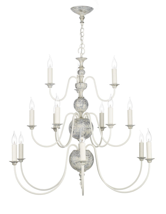 Flemish Distressed Cream 15 Lamp Ceiling Light - London Lighting - 1