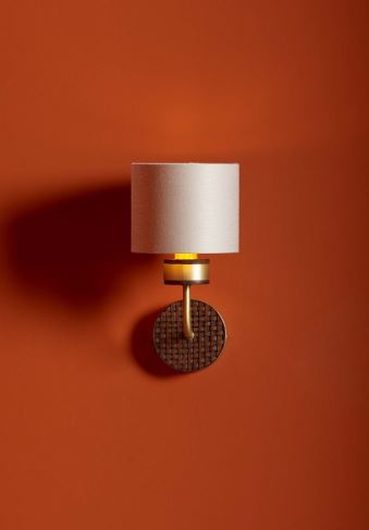 Hunter Brass & Brown Wall Light With Swan & Gold Satin Shade (Shade Colour Options Available) - ID 10274