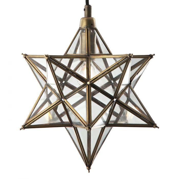 Small Star Pendant In  Antique Brass & Glass - ID 8319