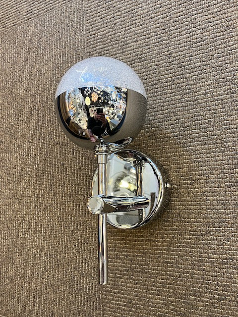 Single Chrome & Crushed Crystal Effect IP44 Wall Light - ID 6237  - EX-DISPLAY