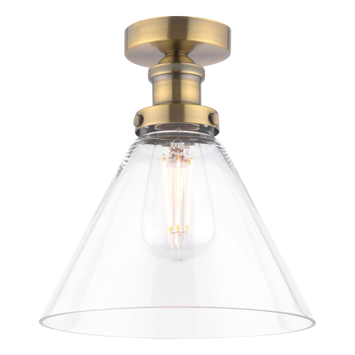 Laura Ashley - Isaac Semi-Flush Antique Brass and Glass Ceiling Light  - ID 14958