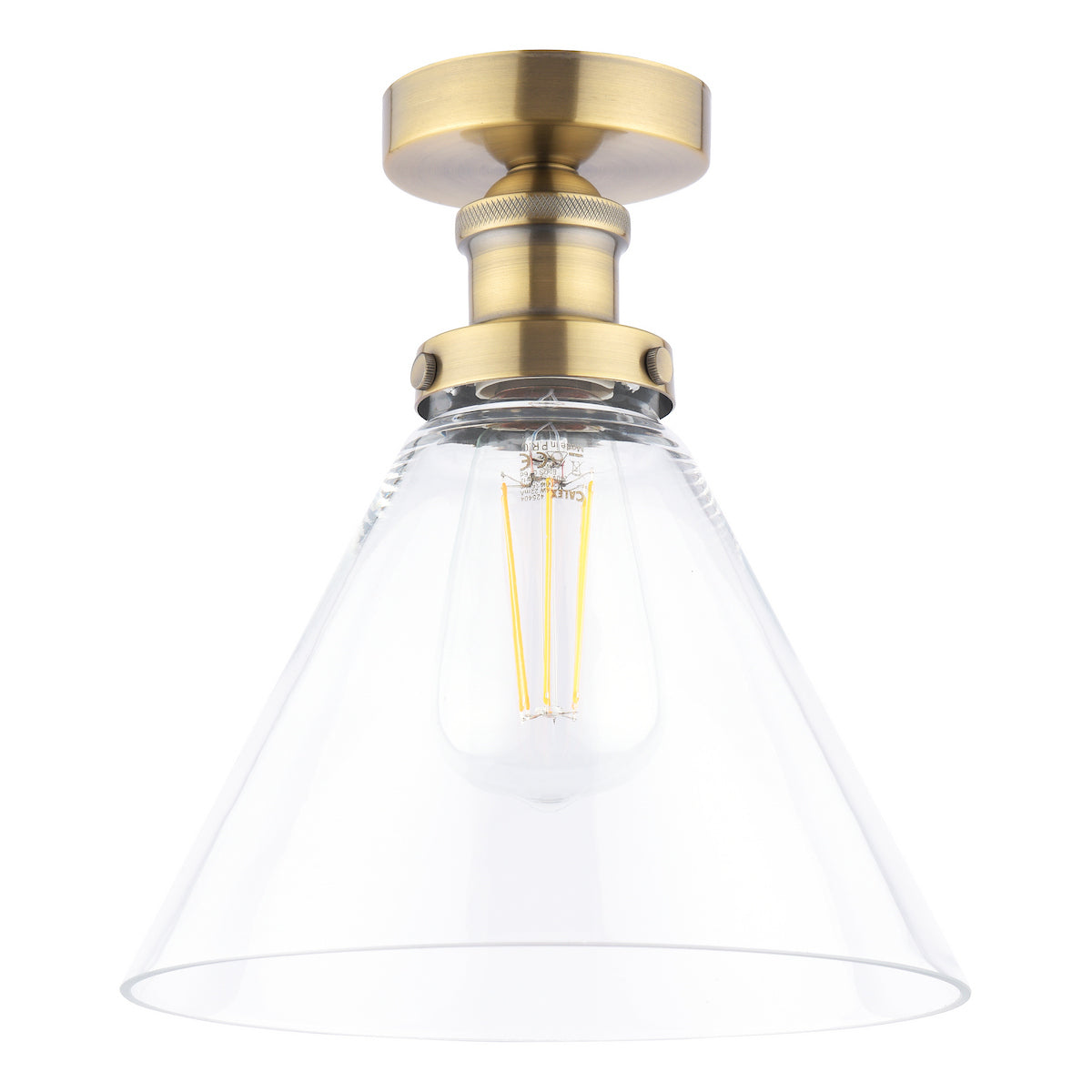 Laura Ashley - Isaac Semi-Flush Antique Brass and Glass Ceiling Light  - ID 14958