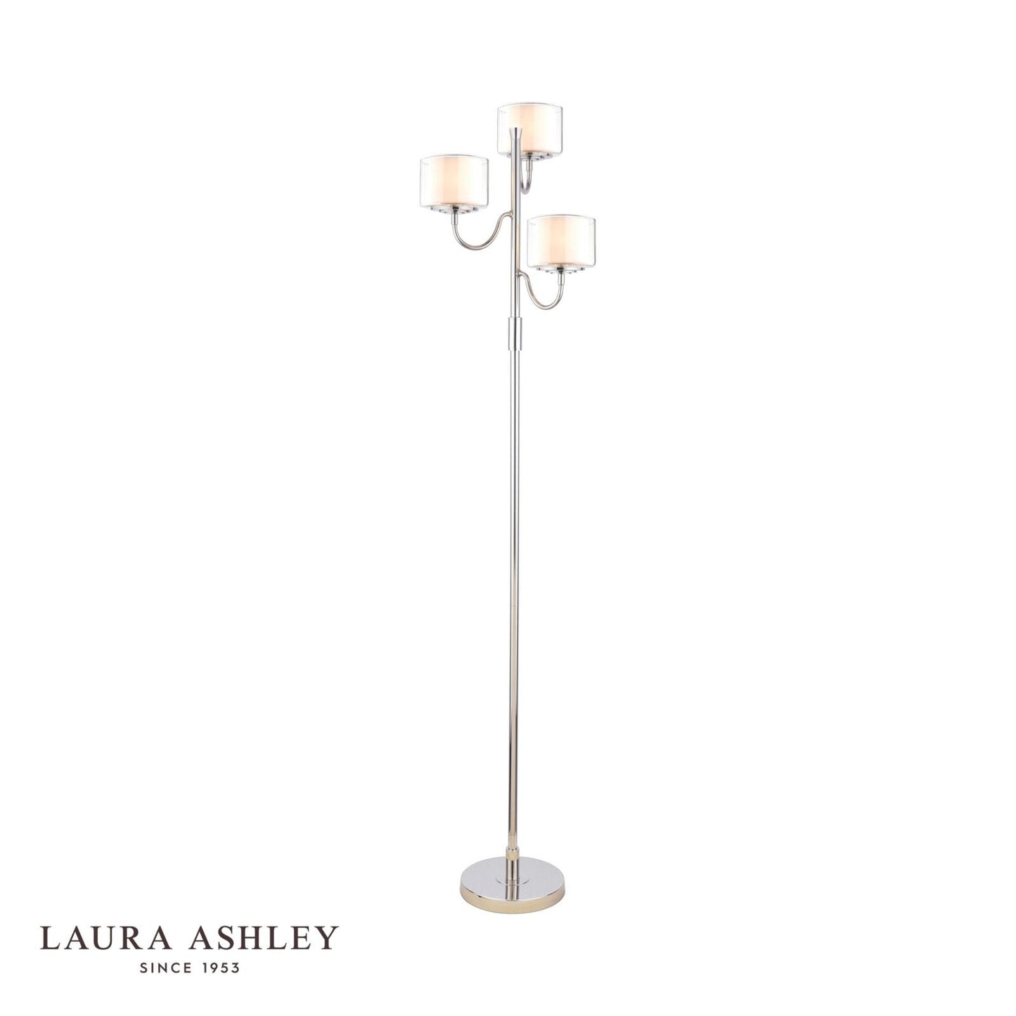 Laura Ashley Southwell 3 Light Floor Lamp Polished Nickel and Opal Glass - ID 13295
