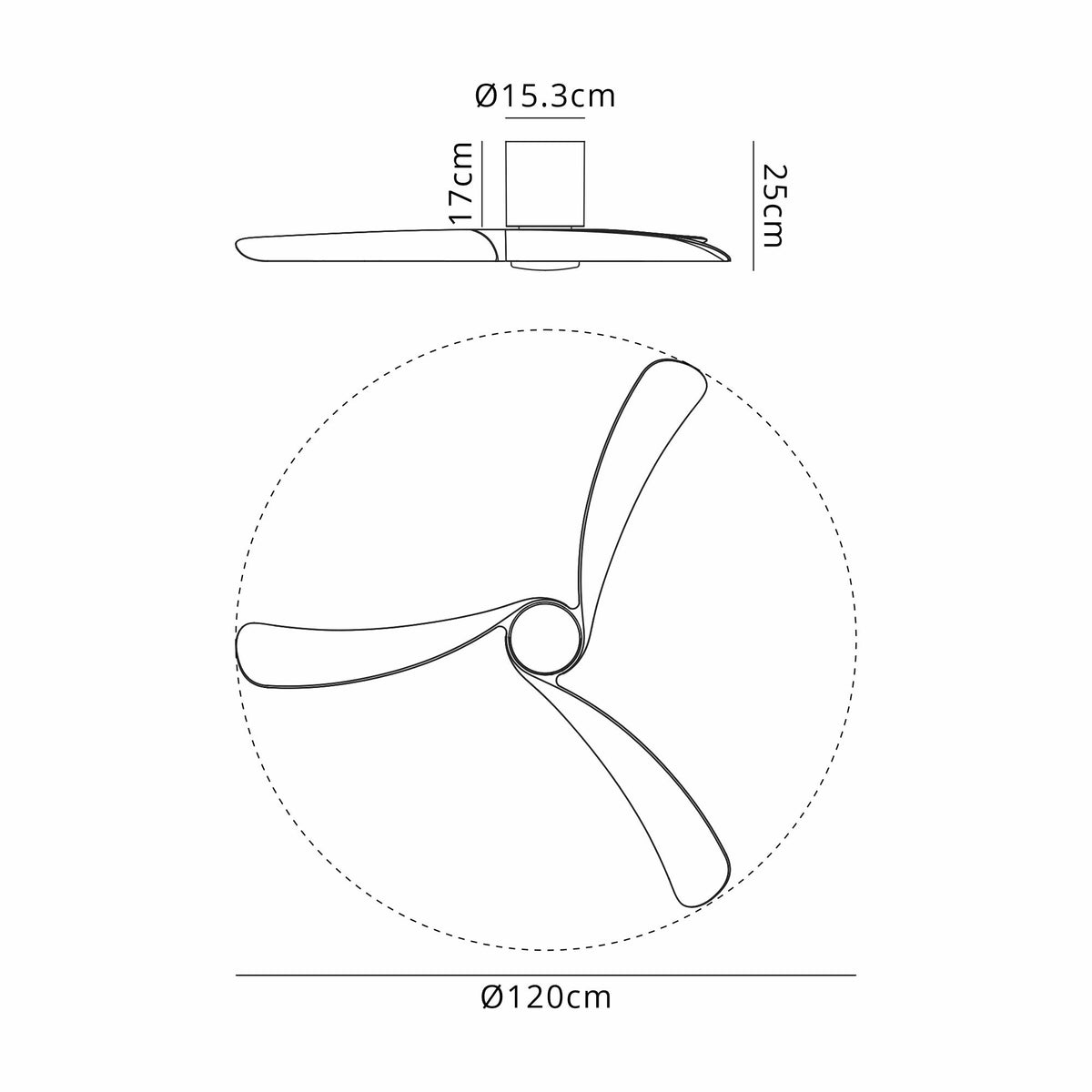 COL 120cm Ceiling Fan in White Ceramic with Fair Wood Blades - ID 14685