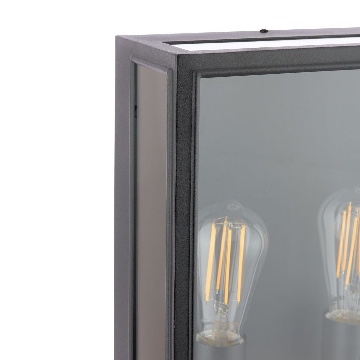 Large Matt Black and Glass 2 Lamp Outdoor Wall Light - ID 14851