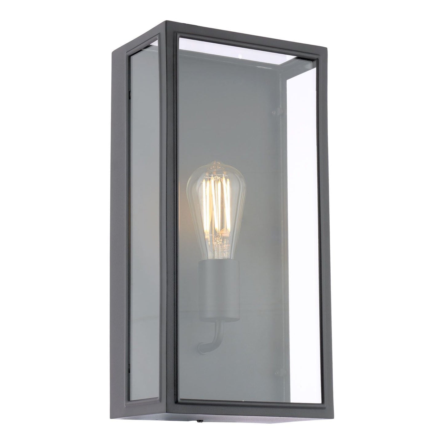 Medium Matt Black and Glass 1 Lamp Outdoor Wall Light - ID 14852