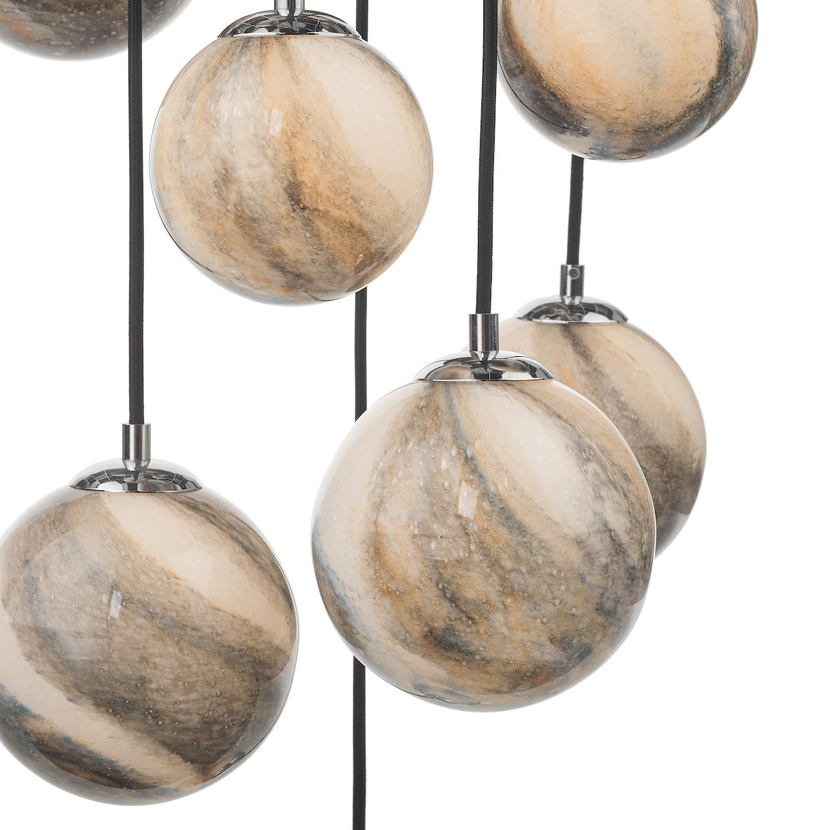 MIK Extended Drop 12 Light Glass & Chrome Planetary Multi Pendant - ID 12226