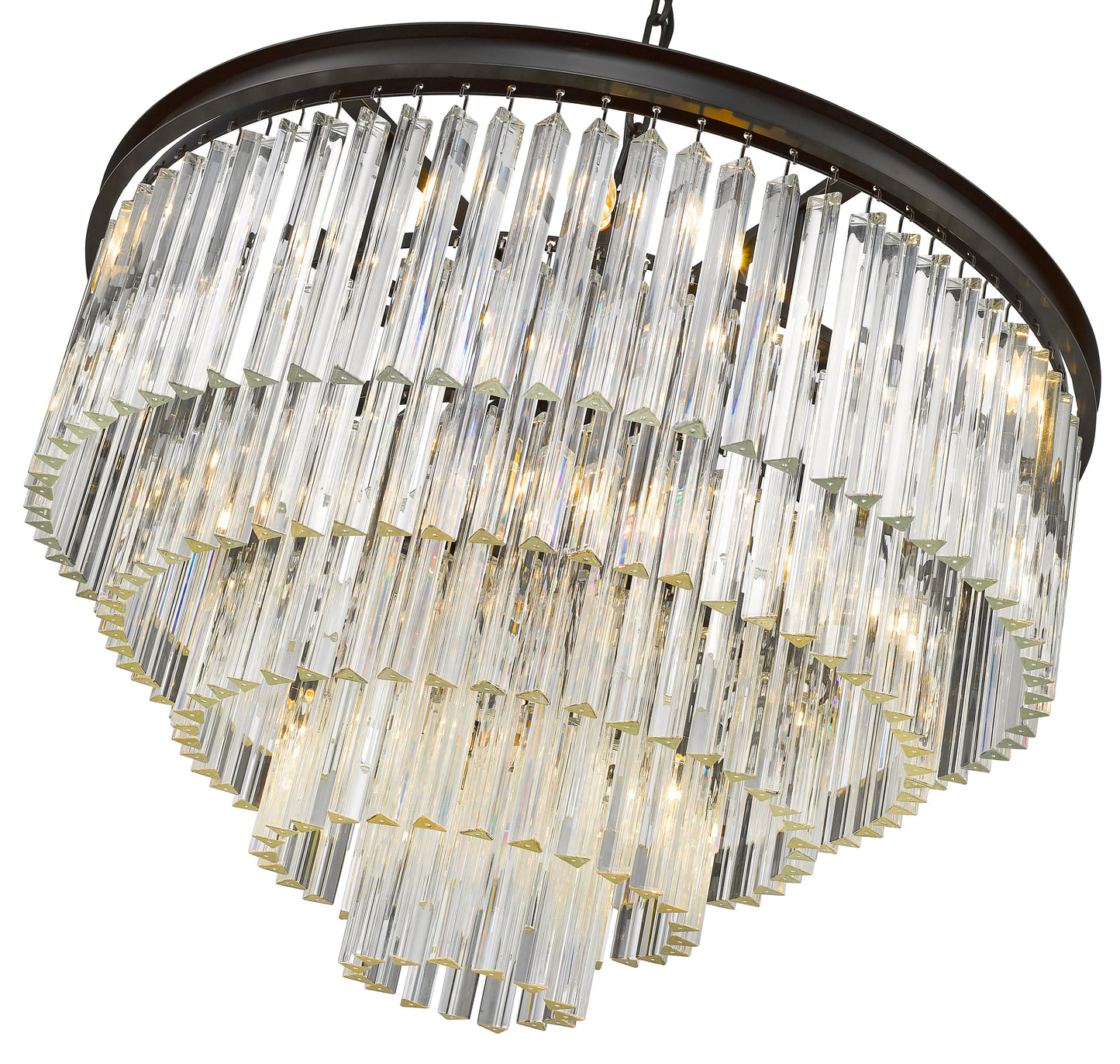 Hanmer Matt Black & Crystal Layered Chandelier - ID 9037