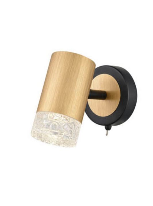 Stepton Brushed Satin Gold & Textured Glass 1 Light Single Spotlight - ID 10636