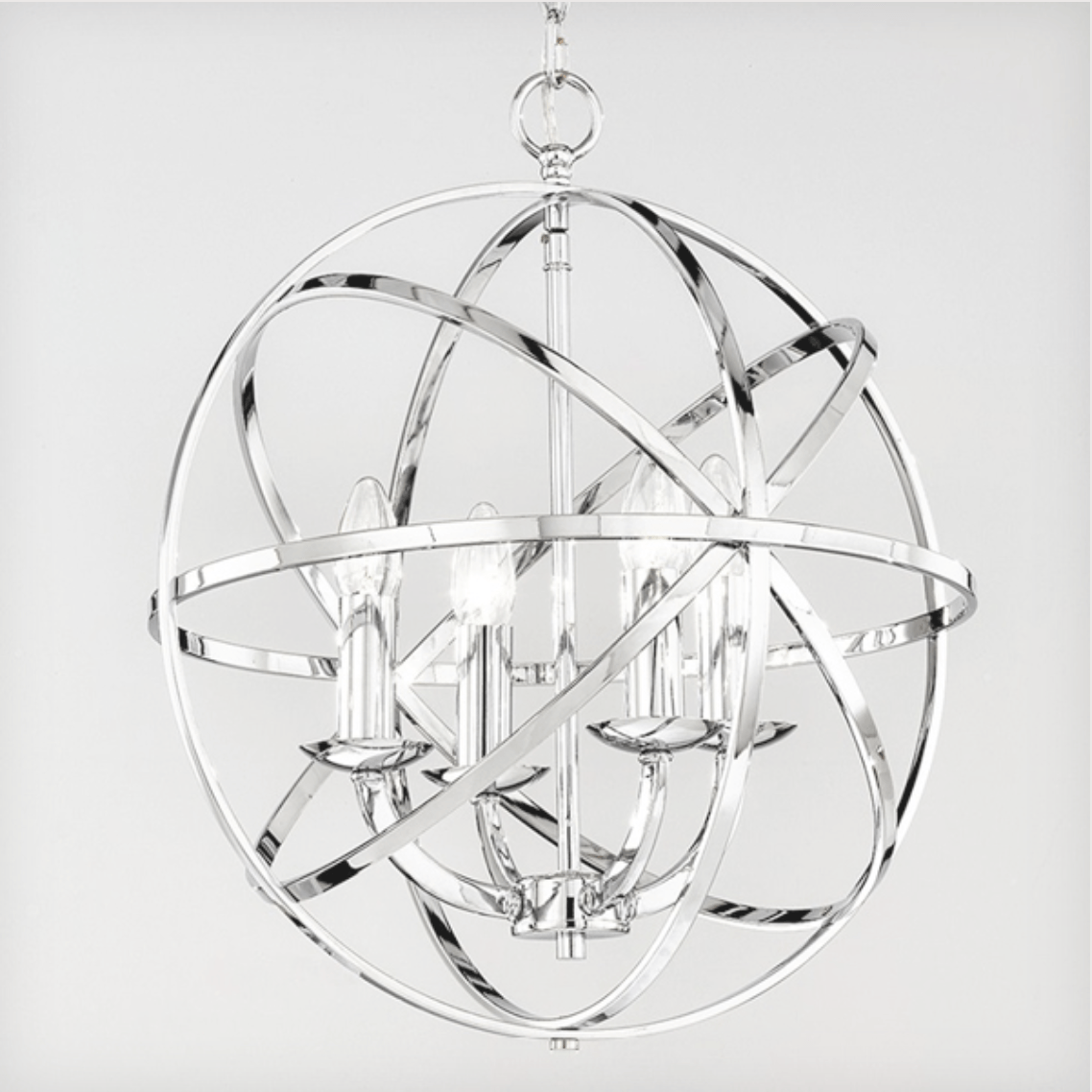 Glantown Polished Chrome 4 Arm Chandelier Style Single Pendant - ID 5874