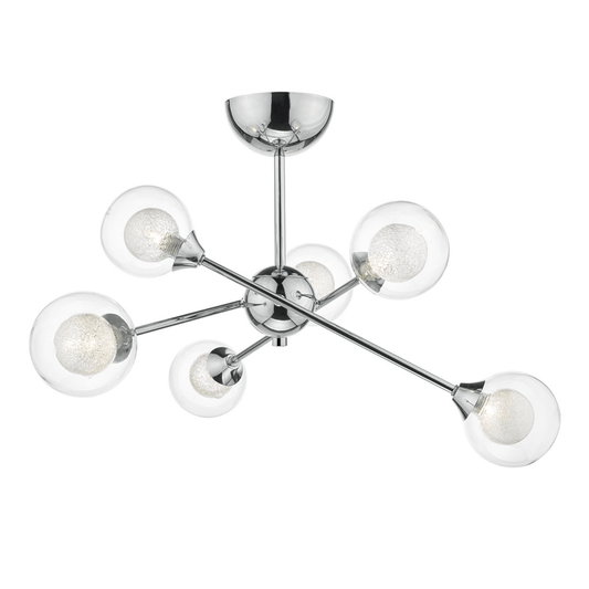 Blackheath Polished Chrome and Glass 6 Arm Pendant - ID 6866
