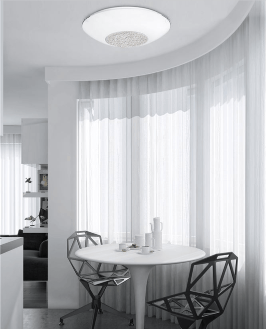Small White Glass & Crystal Ceiling Light - ID 7488