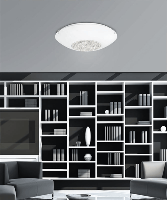Medium White Glass & Crystal Ceiling Light - ID 7489