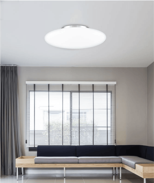 Large Opal Glass & Chrome Metal Ceiling Light- ID 7380
