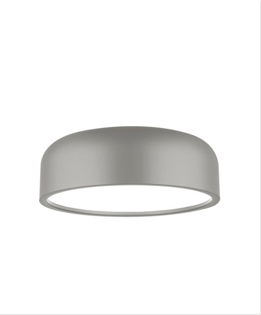 Steel & Acrylic Matt Elephant Grey Flush Ceiling Light - ID 7382 - BOXED, CLEARANCE