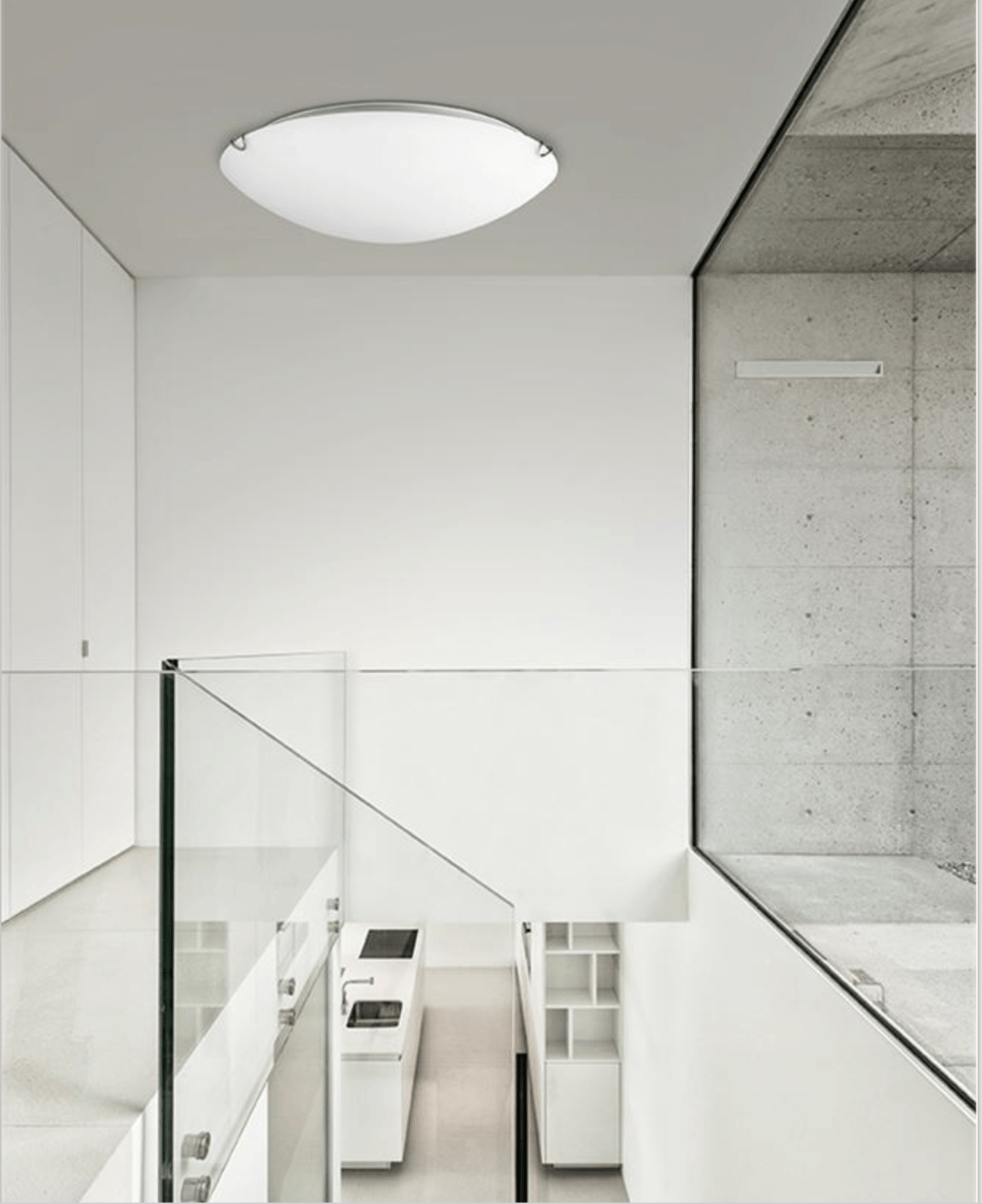 Large White Satin Glass & Chrome Metal Ceiling Light - ID 7385