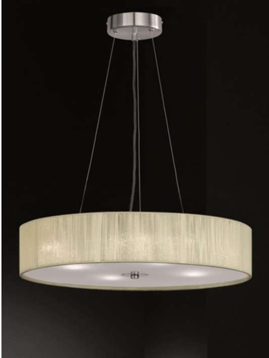 Scourie Medium Satin Nickel and Cream Thread Pendant - ID 6222
