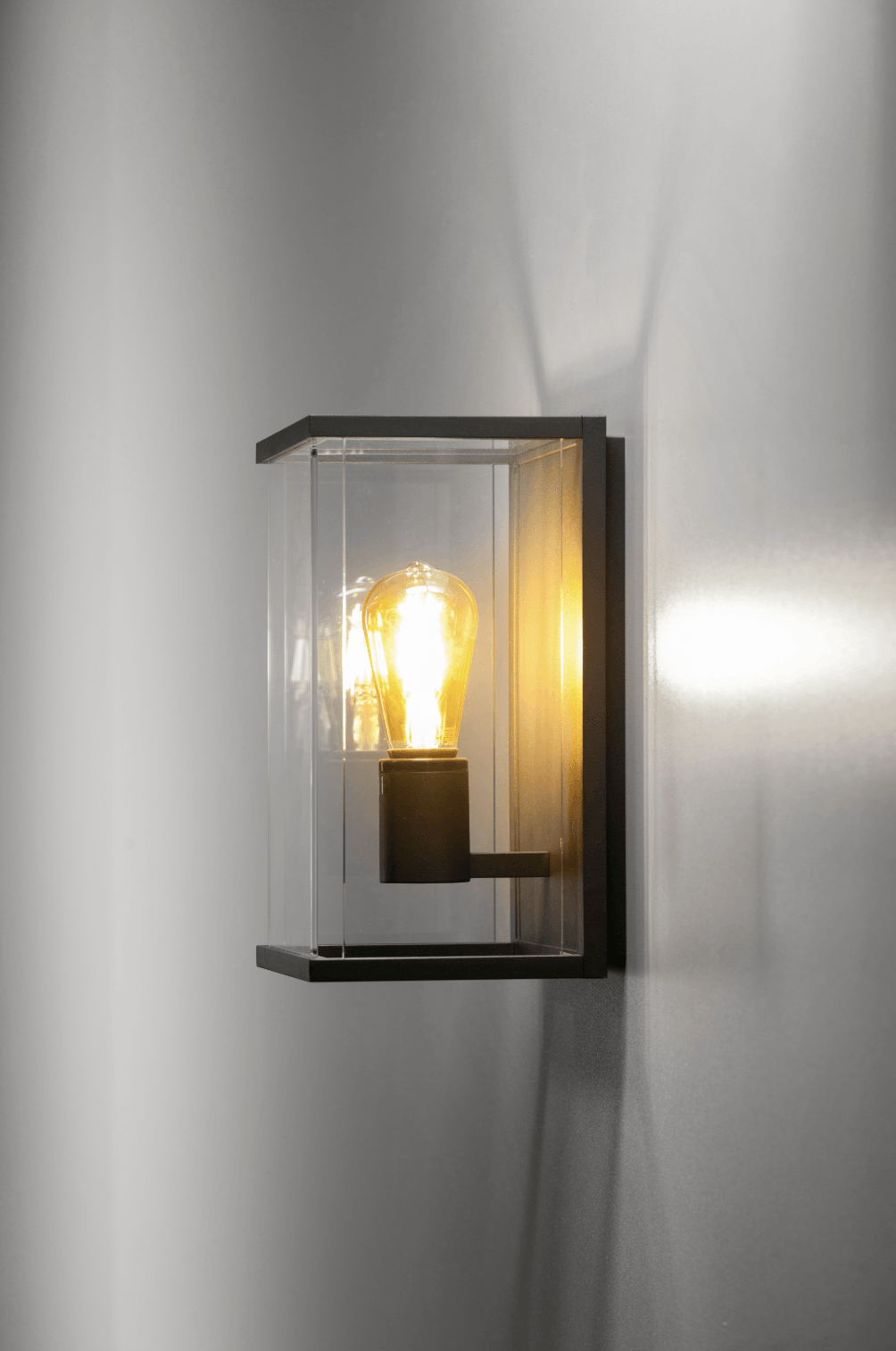 Holt/Matt Modern Glass Box Lantern IP54 Exterior Wall Light - ID 6697