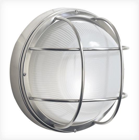 LEN Round Outdoor Wall Light Stainless Steel Glass IP44 - ID 6201